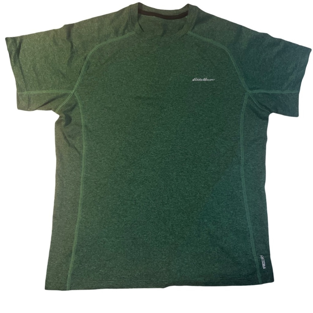 Eddie Bauer Motion Freedry Athletic SS Crew Nk Tech T Shirt Green Blk size L